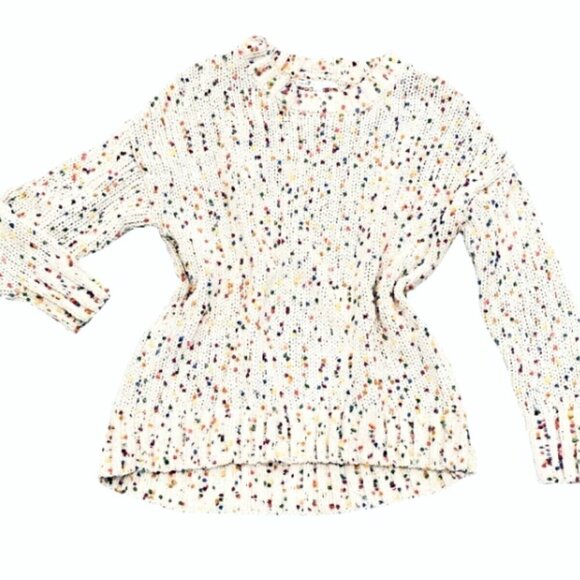 Seven7 Slouchy Chunky Knit Sweater Sz S Multicolor Confetti Pom Poms 193G - Picture 1 of 8